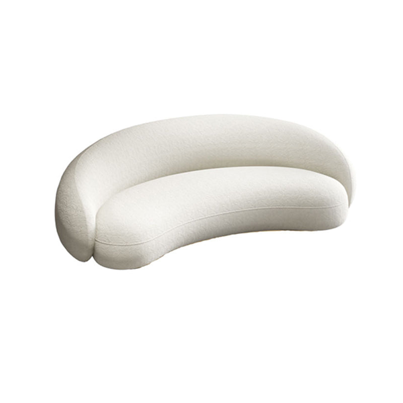 Scandinavian Sofa Fabric White Living Room Tuxedo Arm Cushions Curved Settee