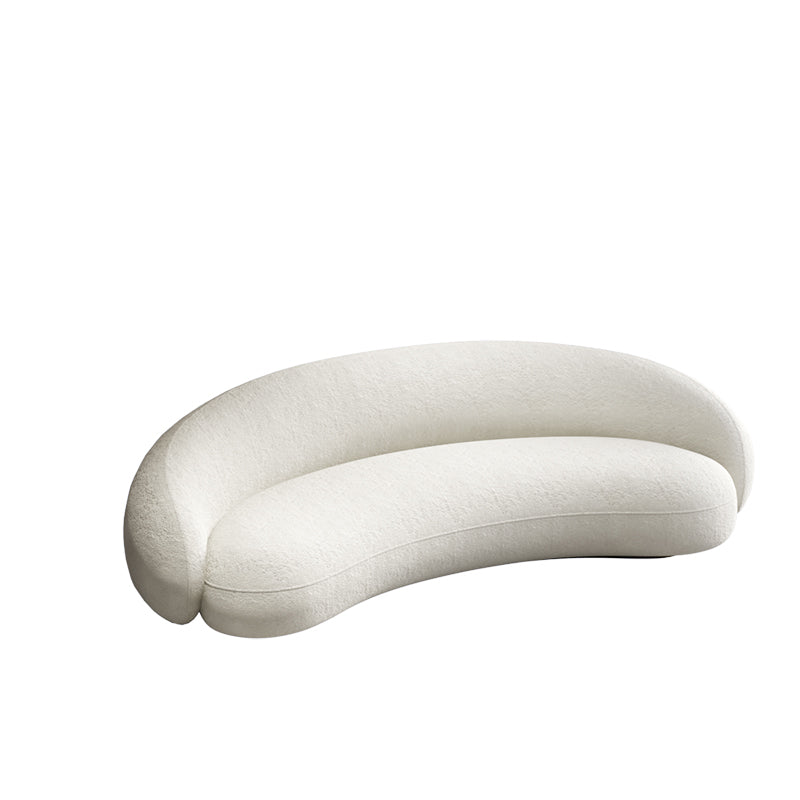 Scandinavian Sofa Fabric White Living Room Tuxedo Arm Cushions Curved Settee