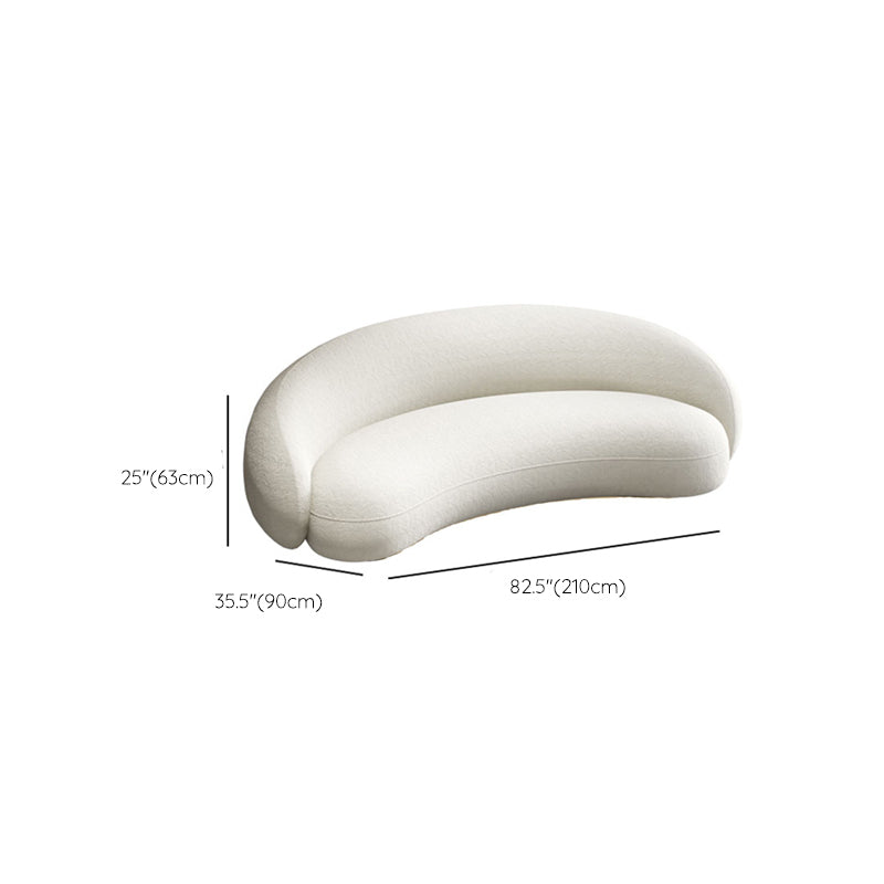 Scandinavian Sofa Fabric White Living Room Tuxedo Arm Cushions Curved Settee