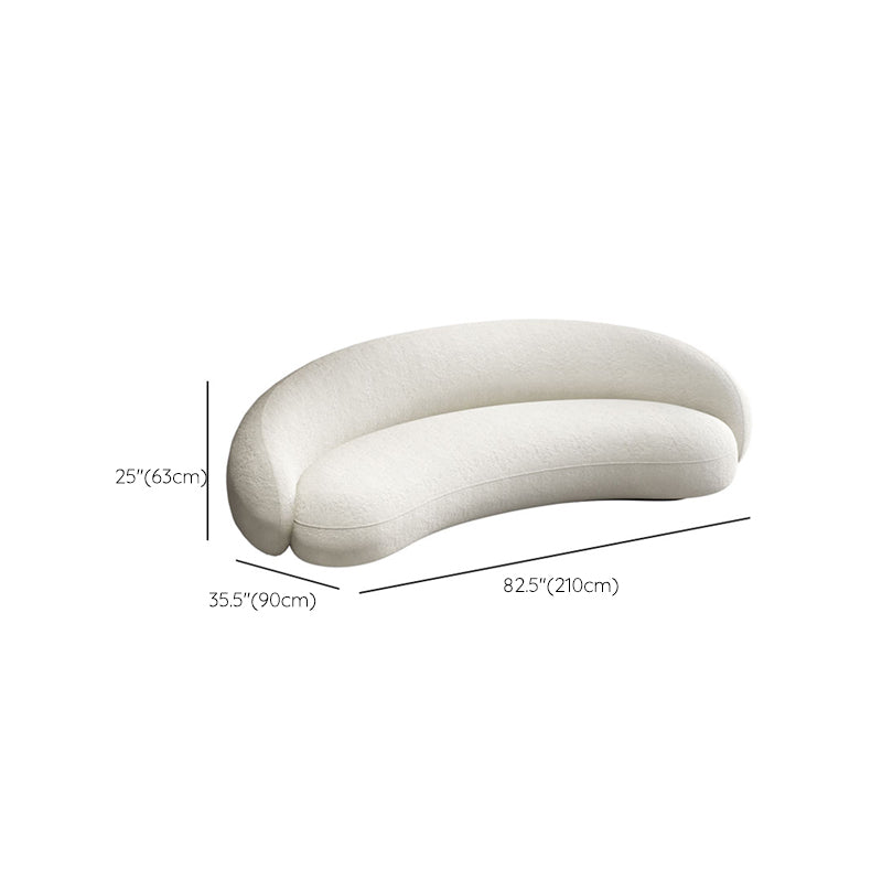 Scandinavian Sofa Fabric White Living Room Tuxedo Arm Cushions Curved Settee