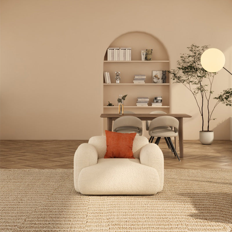 Scandinavian Seating White Fabric Living Room Recessed Arm Cushions Standard Sofa