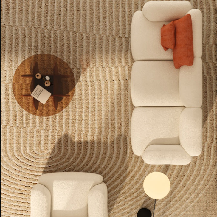 Scandinavian Seating White Fabric Living Room Recessed Arm Cushions Standard Sofa