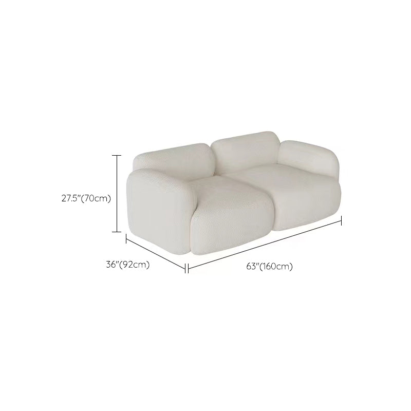 Scandinavian Seating White Fabric Living Room Recessed Arm Cushions Standard Sofa