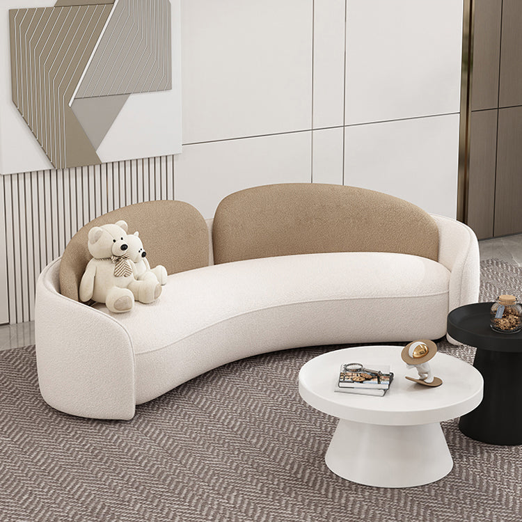 Scandinavian Settee Fabric Tuxedo Arm Cushions Living Room White Seating