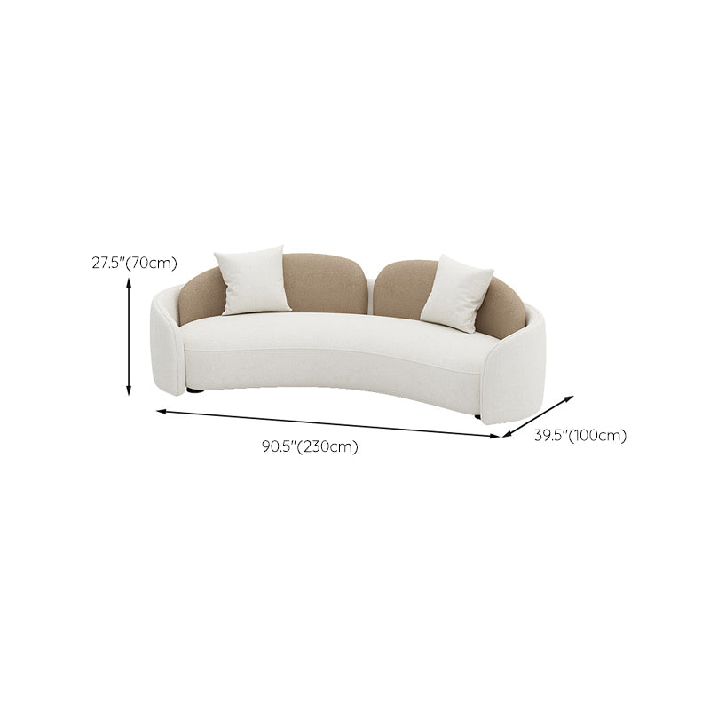 Scandinavian Settee Fabric Tuxedo Arm Cushions Living Room White Seating