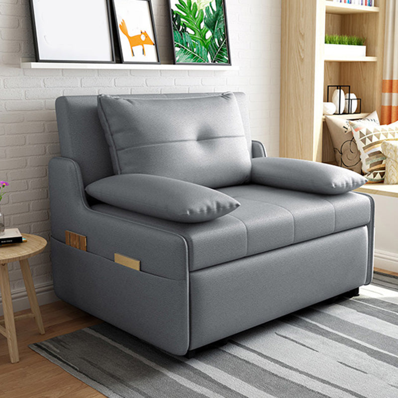 Glam Bonded Leather Sleeper Sofa with Tufted Back and Box in Metal Frame