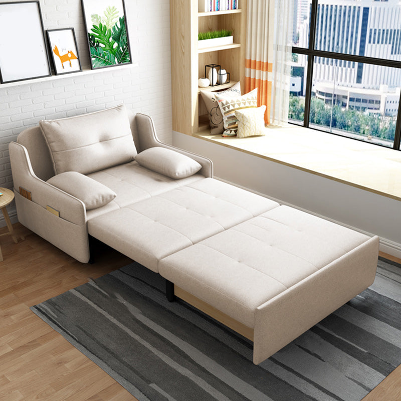 Glam Bonded Leather Sleeper Sofa with Tufted Back and Box in Metal Frame