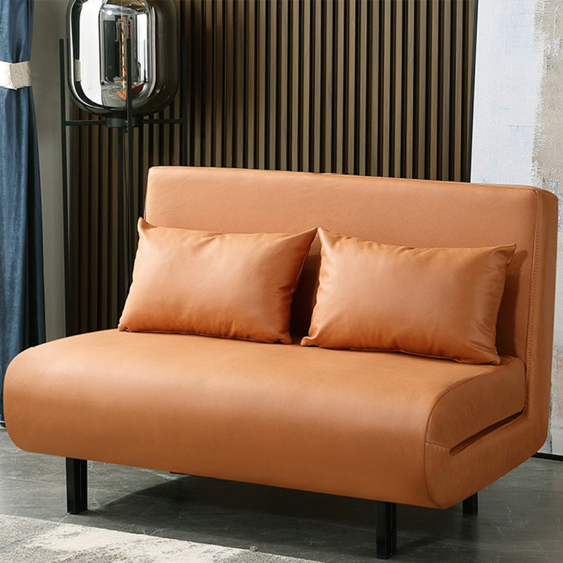 Contemporary Convertible Sofas with Tight Back in Faux Leather/Linen Blend