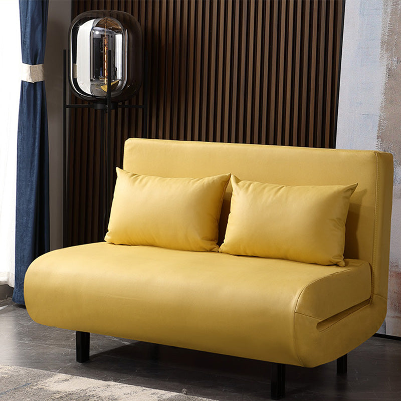 Contemporary Convertible Sofas with Tight Back in Faux Leather/Linen Blend