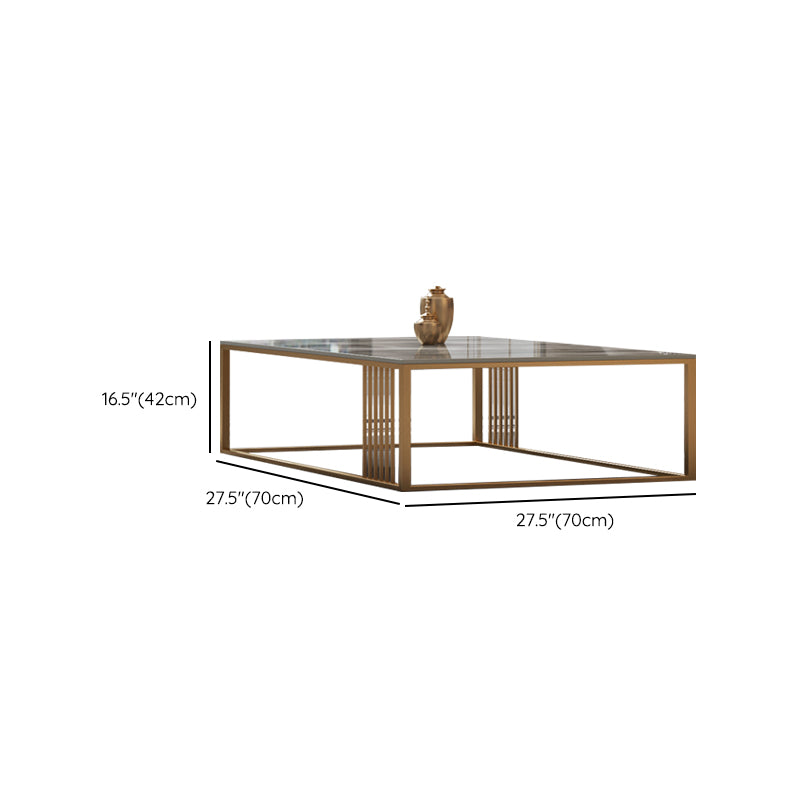Glam Style Gold Iron Frame Coffee Table Gray Slate Table Top Coffee