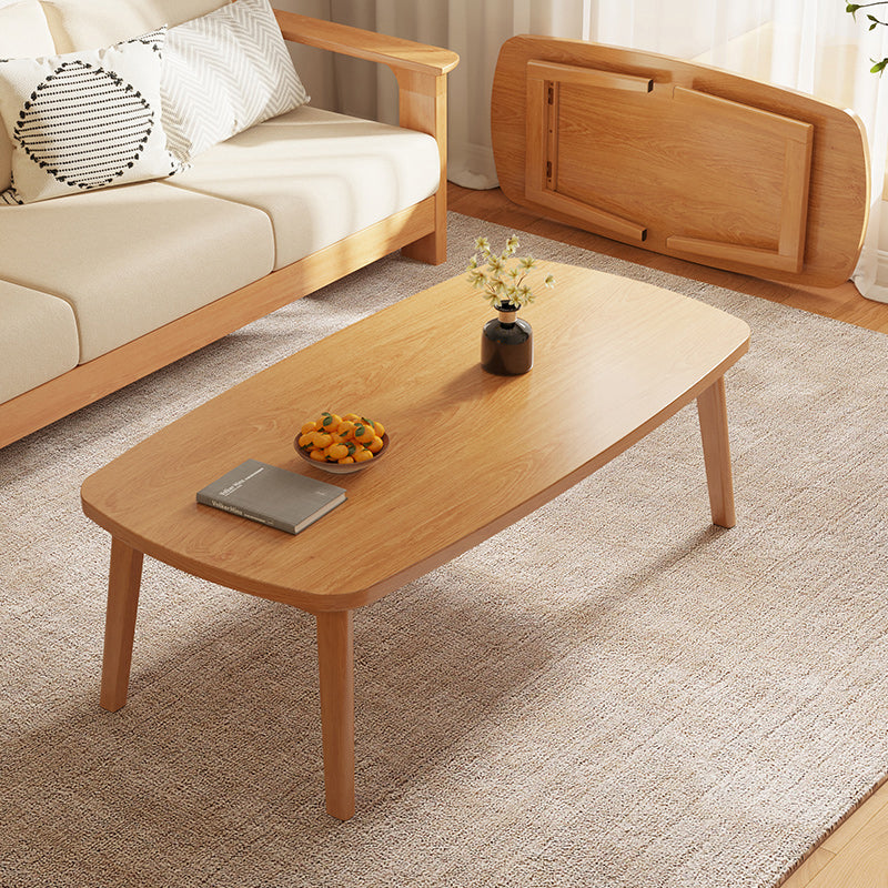 Simple Solid Wood Rectangular Coffee Table 4 Legs Folding Cocktail Table