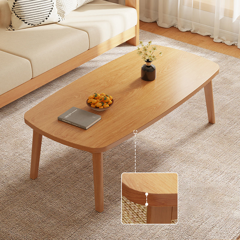 Simple Solid Wood Rectangular Coffee Table 4 Legs Folding Cocktail Table
