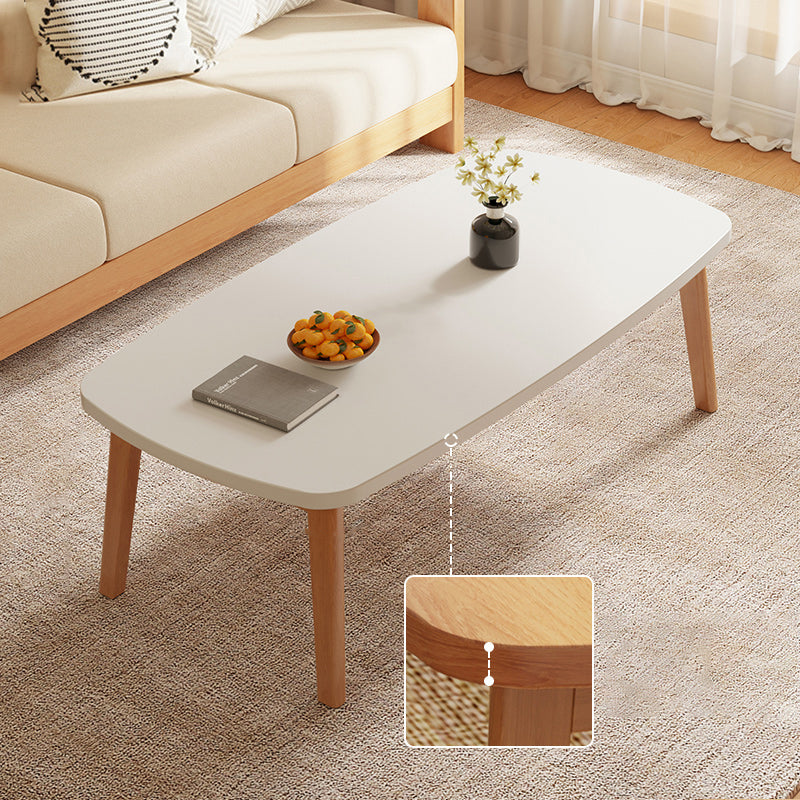 Simple Solid Wood Rectangular Coffee Table 4 Legs Folding Cocktail Table