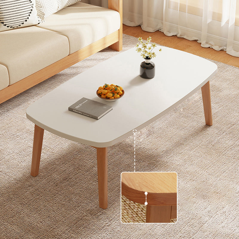 Simple Solid Wood Rectangular Coffee Table 4 Legs Folding Cocktail Table