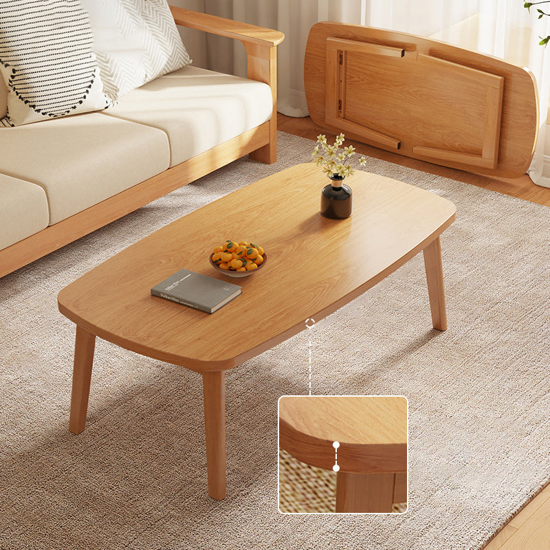 Simple Solid Wood Rectangular Coffee Table 4 Legs Folding Cocktail Table