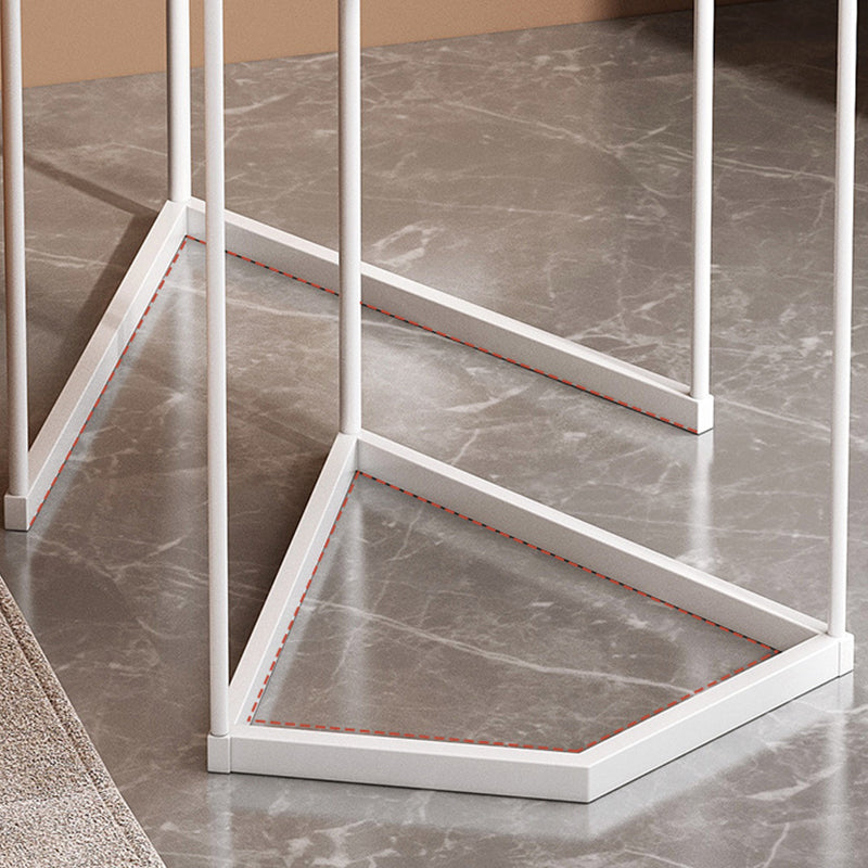 Minimalistic Coffee Table Round Glass Top Cocktail Table with Storage