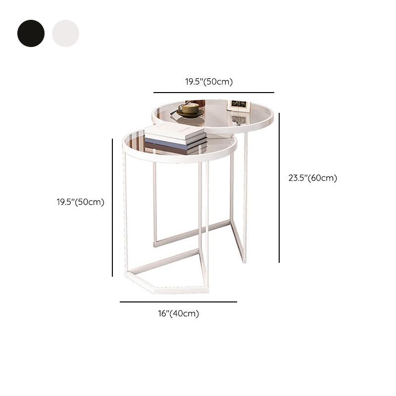 Minimalistic Coffee Table Round Glass Top Cocktail Table with Storage