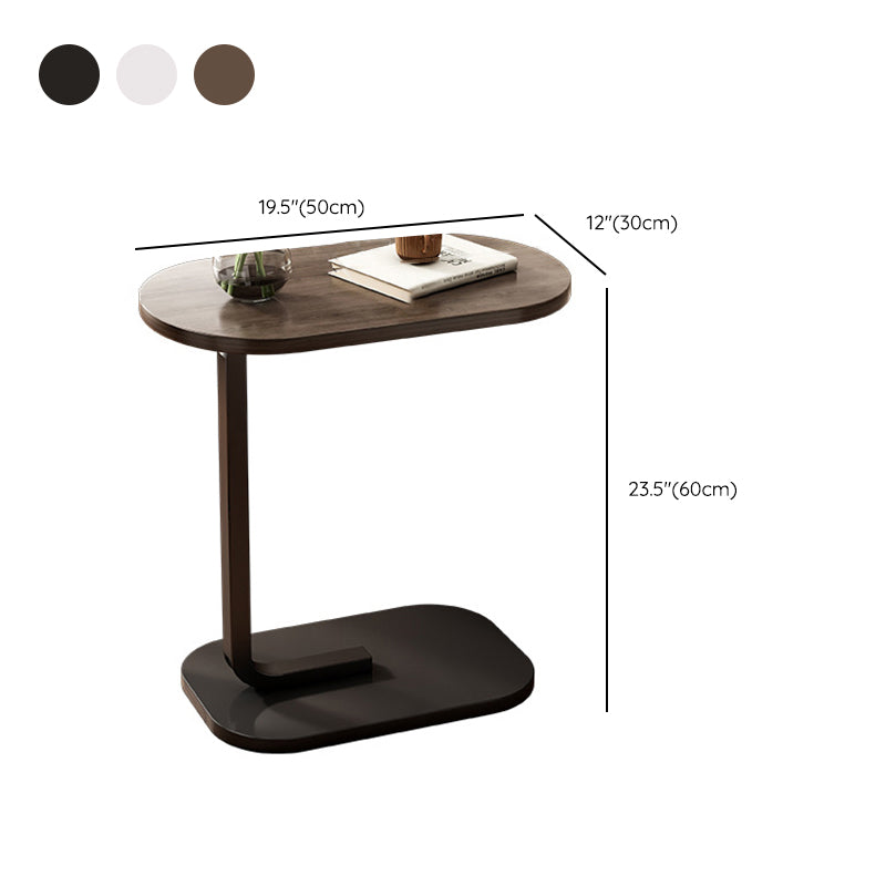 23.6" Tall C-shape End Table Wooden Accent Side Table for Living Room