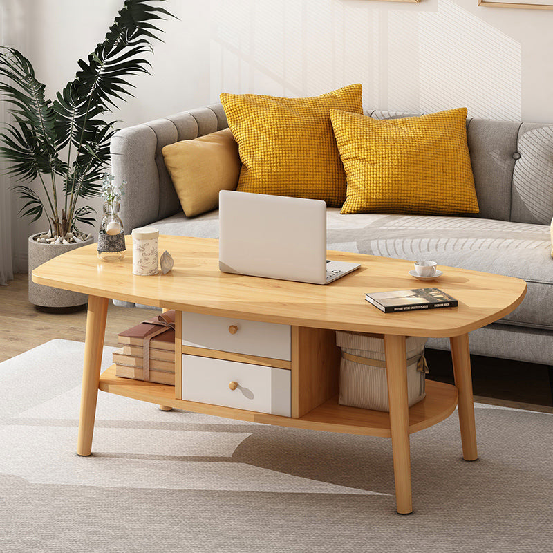 Country Farmhouse Coffee Table Folding Wooden Coffee Cocktail Table