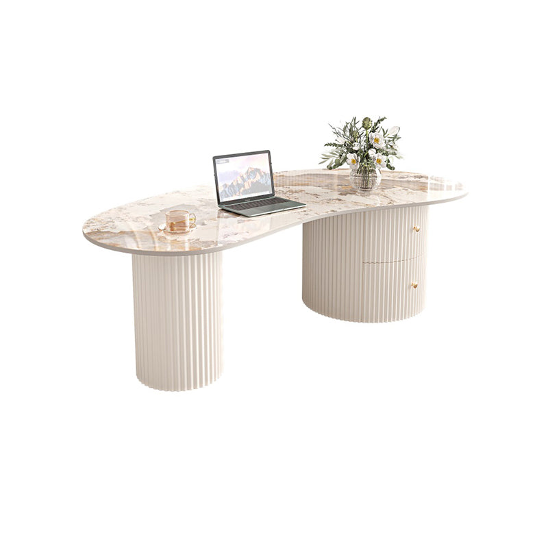 Slate Coffee Table with 2 Legs Modern Coffee Cocktail Table with Drawer