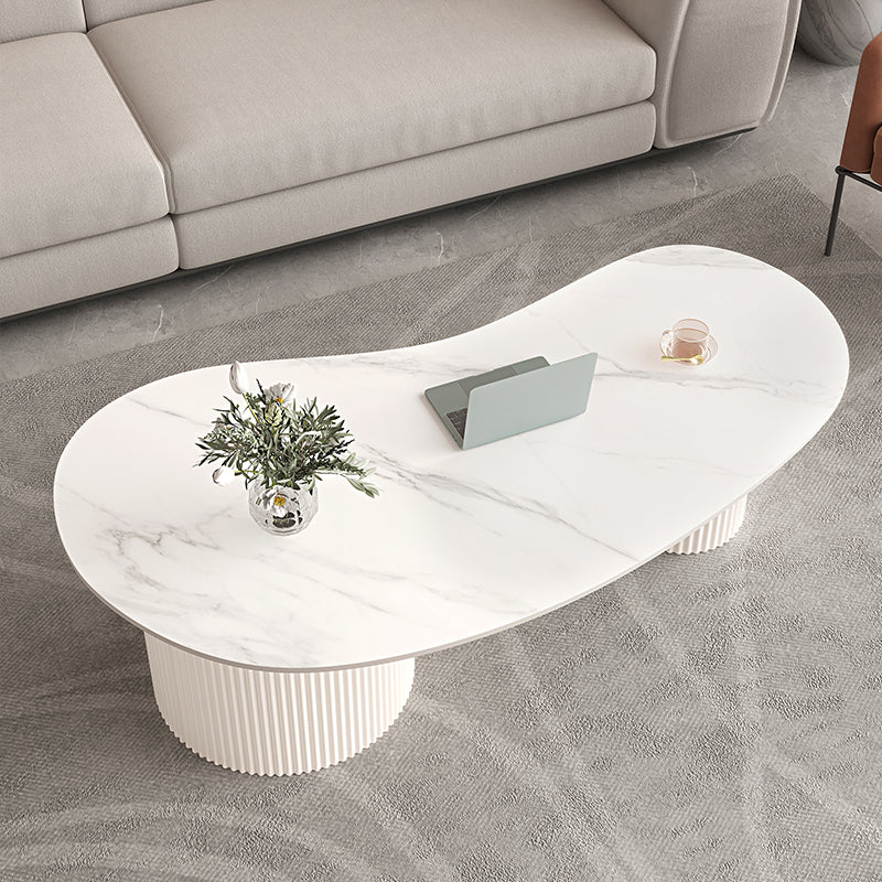 Slate Coffee Table with 2 Legs Modern Coffee Cocktail Table with Drawer