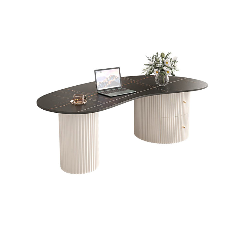 Slate Coffee Table with 2 Legs Modern Coffee Cocktail Table with Drawer