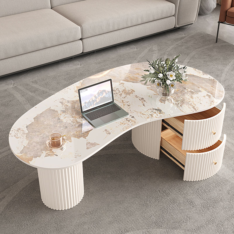 Slate Coffee Table with 2 Legs Modern Coffee Cocktail Table with Drawer