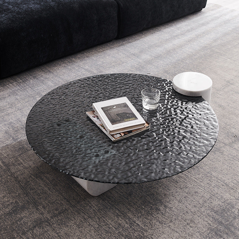 Glass Top Coffee Cocktail Table Abstract Coffee or End Table