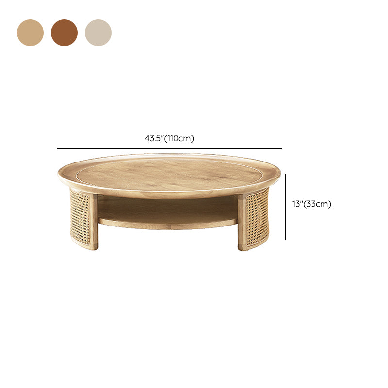 12"H Contemporary Cocktail Table Storage Brown Round Coffee Table