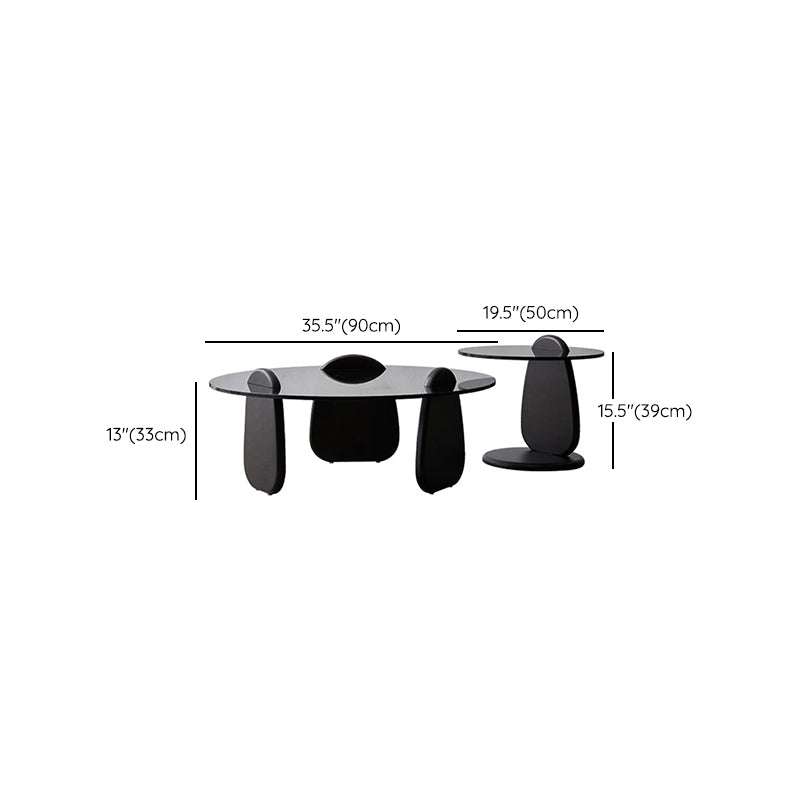 Glass Top Coffee Cocktail Table Black Coffee or End Table with 3 Legs