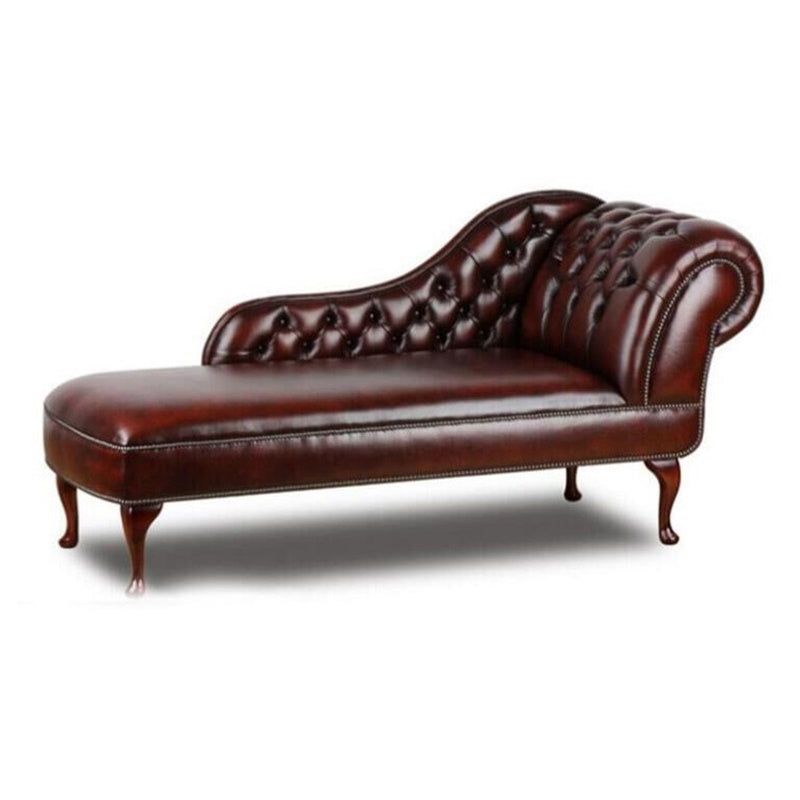 Traditional Upholstered Chaise Lounge Couch Leather Chaise Lounge Chair with Arms