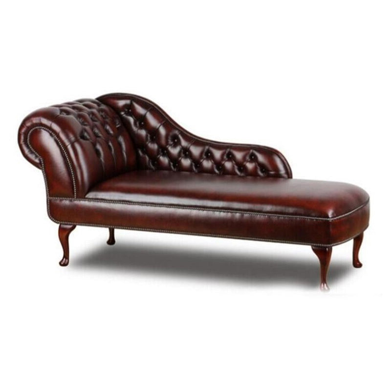 Traditional Upholstered Chaise Lounge Couch Leather Chaise Lounge Chair with Arms