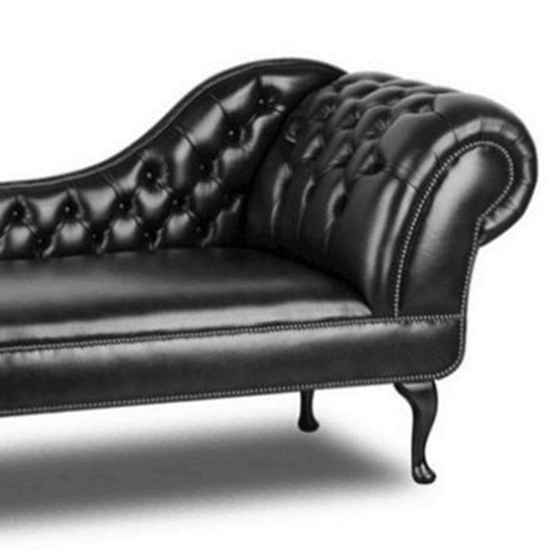 Traditional Upholstered Chaise Lounge Couch Leather Chaise Lounge Chair with Arms