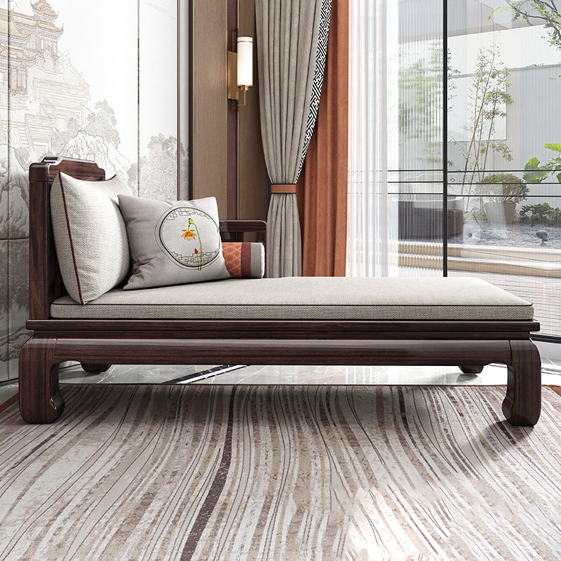 Square Arms Chaise Lounge Chair Cushioned Chaise with Pillow