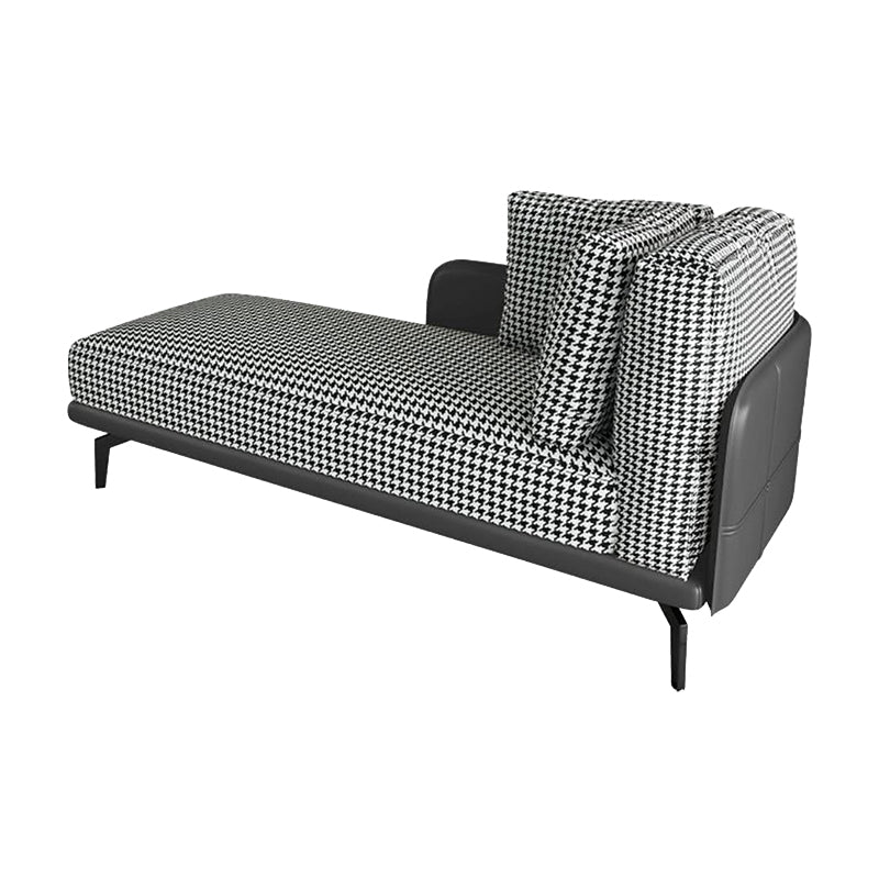 Contemporary Square Arms Accent Chair Fabric Houndstooth Chaise