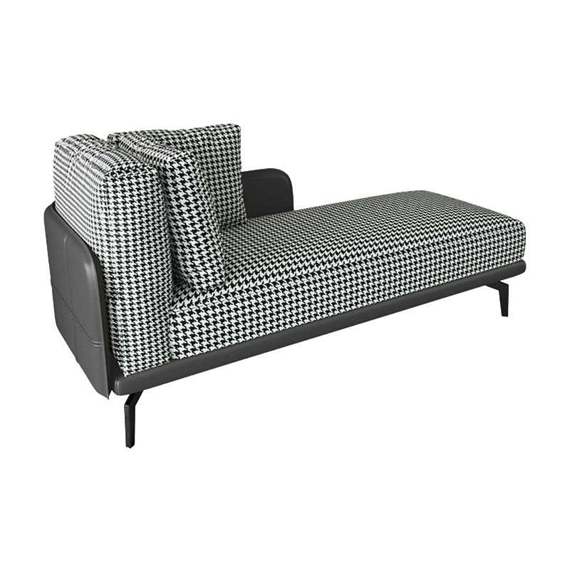 Contemporary Square Arms Accent Chair Fabric Houndstooth Chaise