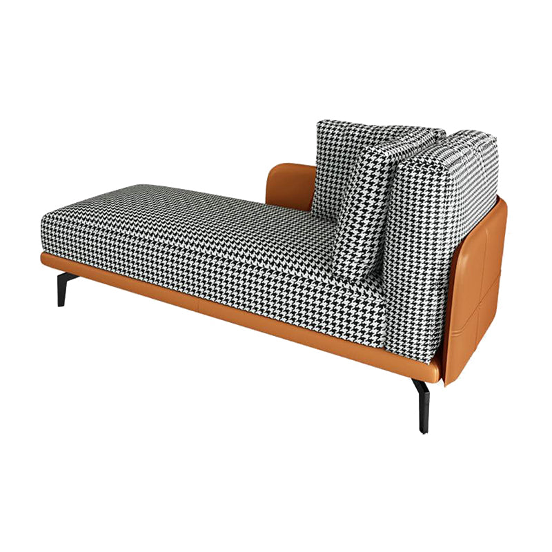 Contemporary Square Arms Accent Chair Fabric Houndstooth Chaise