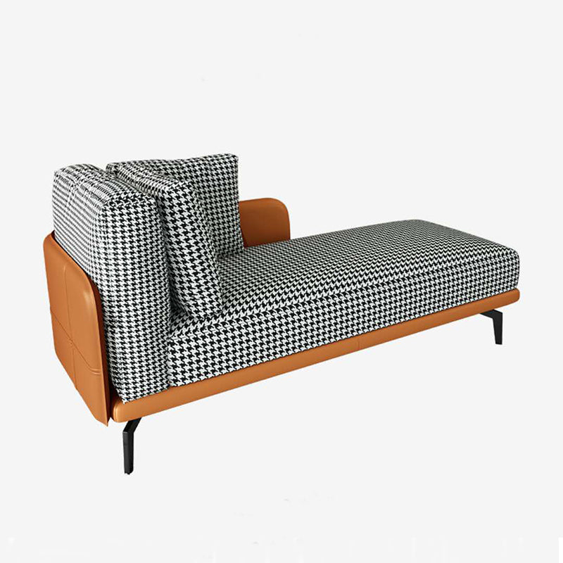 Contemporary Square Arms Accent Chair Fabric Houndstooth Chaise