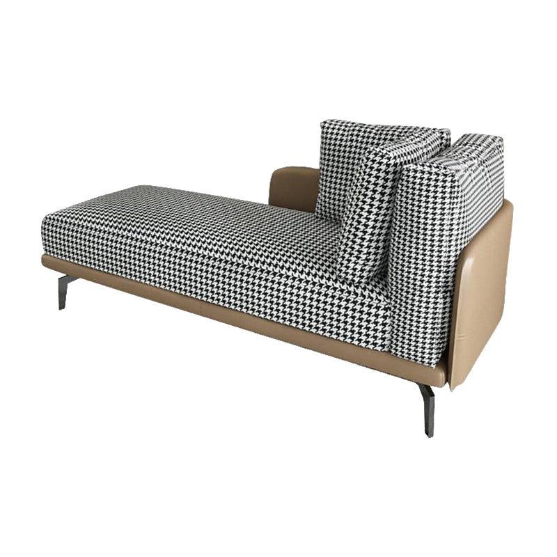 Contemporary Square Arms Accent Chair Fabric Houndstooth Chaise