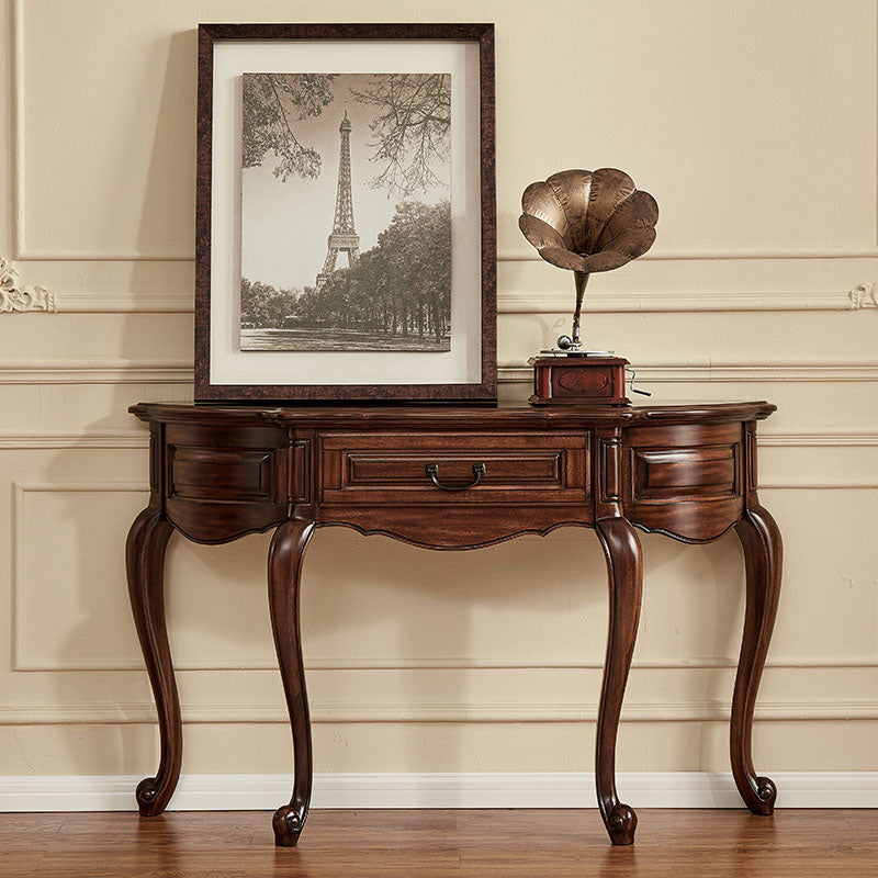 Free Form Shape Contemporary Console Table Brown Console Sofa Table for Hall