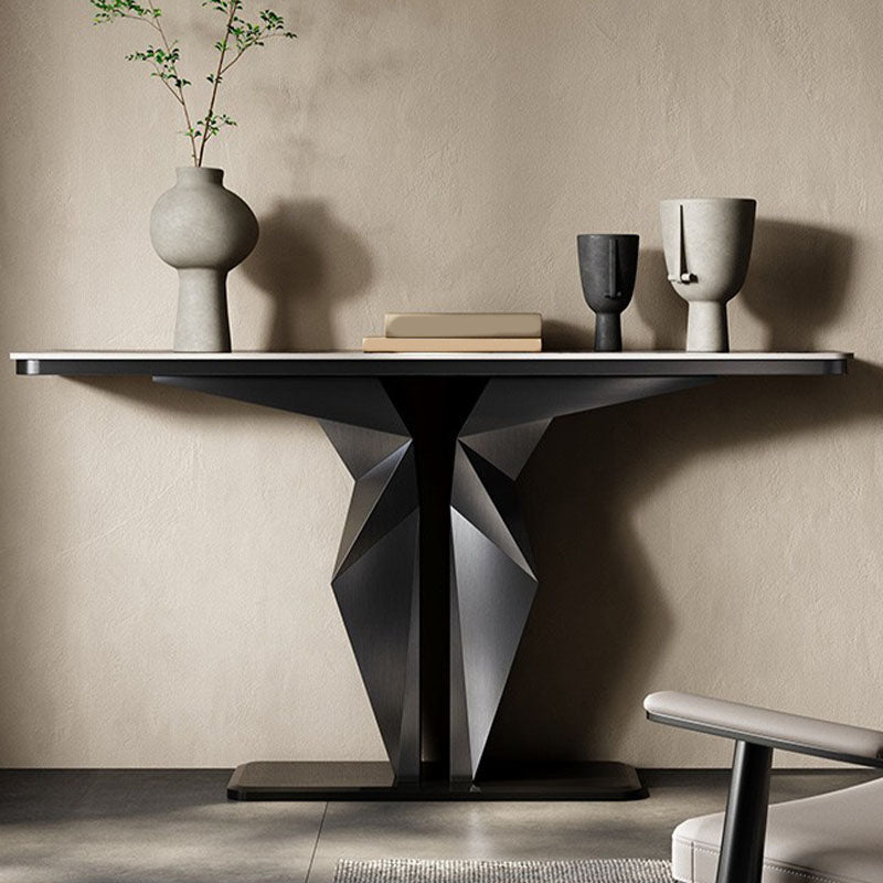 Rectangle Contemporary Console Table Gold/Black Stone Console Sofa Table