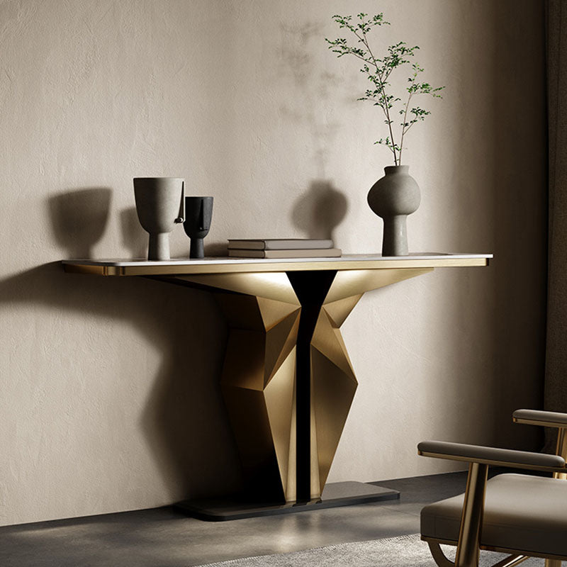 Rectangle Contemporary Console Table Gold/Black Stone Console Sofa Table