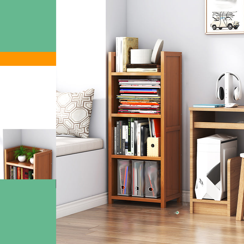 Closed Back Bamboo Bookshelf Contemporary Vertical Bookcase for Home