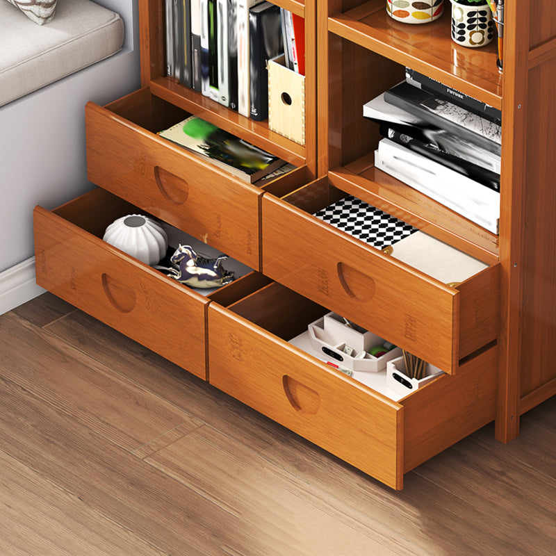 Closed Back Bamboo Bookshelf Contemporary Vertical Bookcase for Home