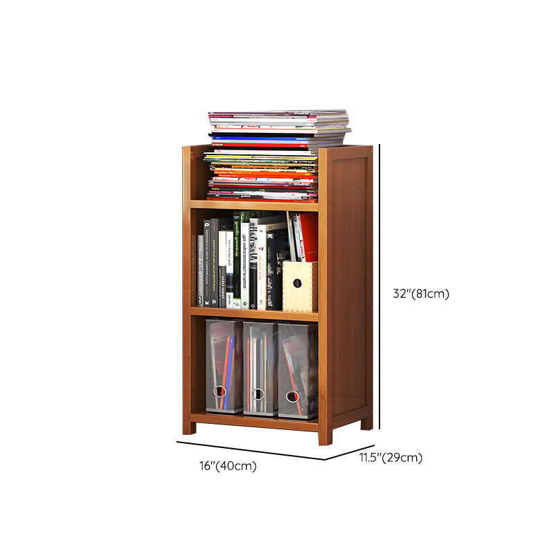 Closed Back Bamboo Bookshelf Contemporary Vertical Bookcase for Home