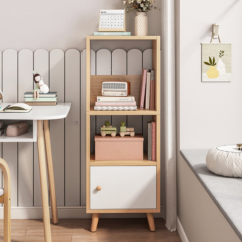 Engineered Wood Bookcase Standard Contemporary Bookshelf with Drawers