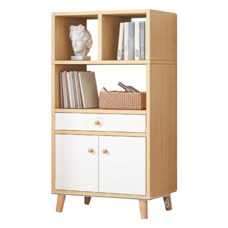 Engineered Wood Bookcase Standard Contemporary Bookshelf with Drawers