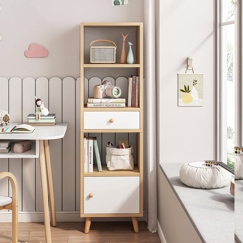 Engineered Wood Bookcase Standard Contemporary Bookshelf with Drawers