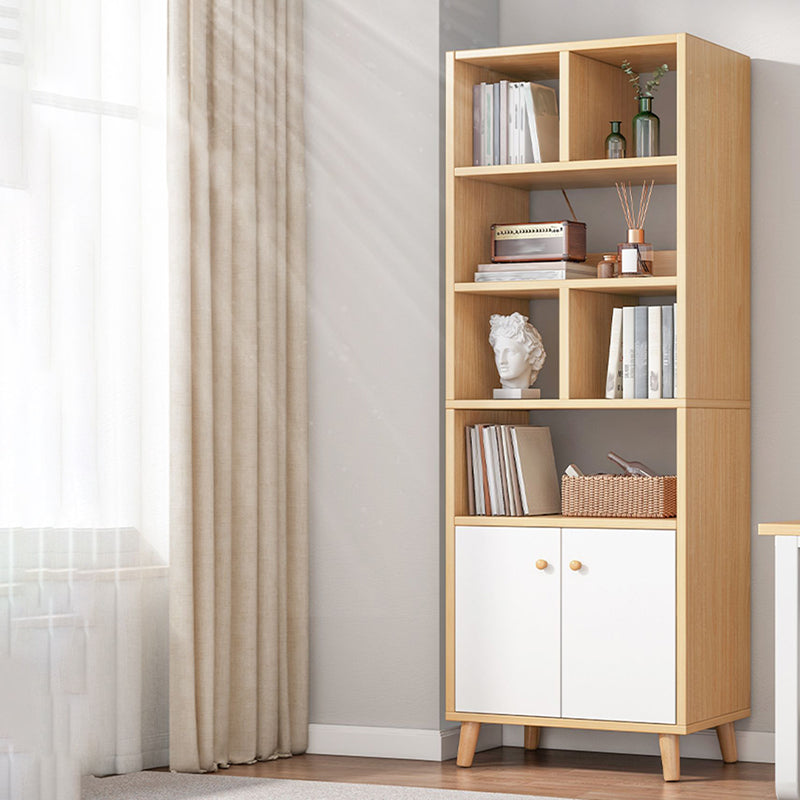 Engineered Wood Bookcase Standard Contemporary Bookshelf with Drawers