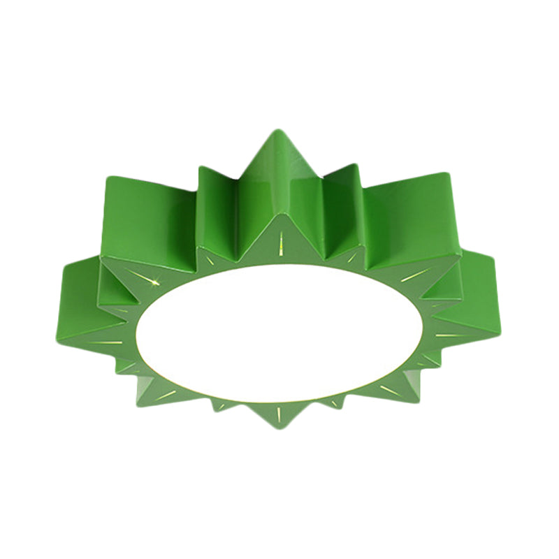 Sun Flush Mount Lamp Contemporary Acrylic Yellow/Blue/Red LED Lighting Fixture for Kindergarten